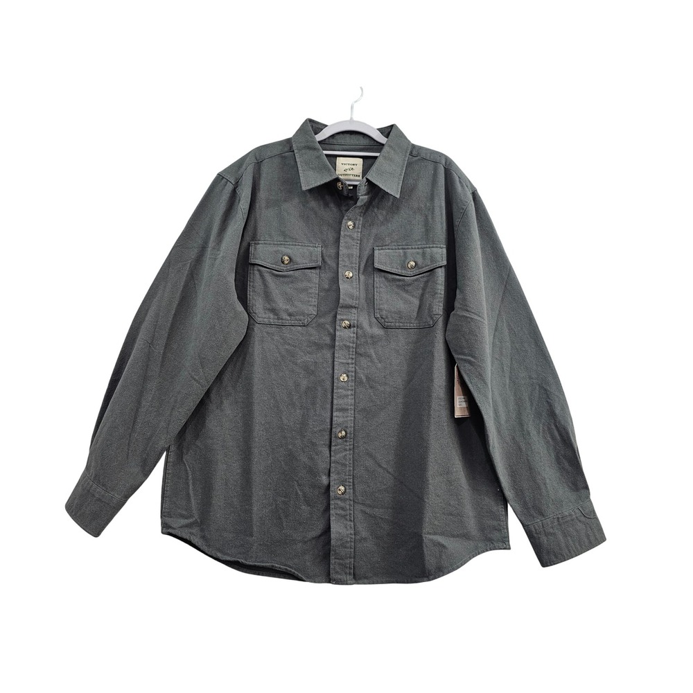 Victory Outfitters Button Down Mens Large Charcoal Gray Long Sleeve Work Shirt L